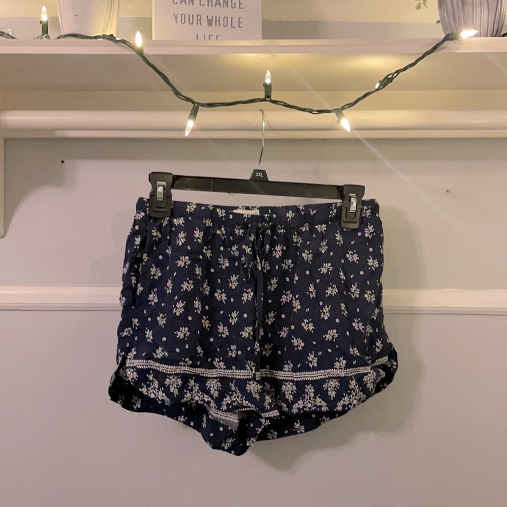 Navy Blue Floral Flowy Shorts